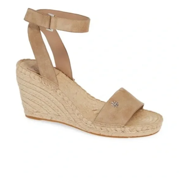 Tory Burch Espadrille Wedge Leather Sandals - Picture 1 of 5